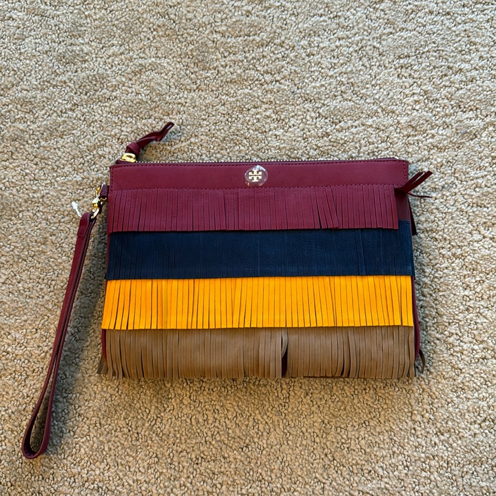NWT Tory Burch Suede Fringe Wristlet